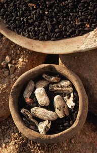 Dry foods are found in bowls at the site of an ancient city. Stara Zagora, Bulgaria. by James L Stanfield