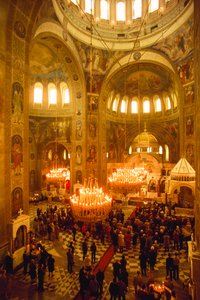 Tourists Predominate Services at the Alexander Nevski Cathedral, Sofia, Bulgaria