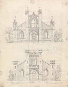 Preparatory drawing for Designs 12 and 13, Plate 10 of A Collection of Designs for Rural Retreats