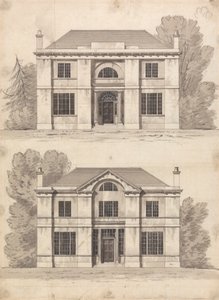 Preparatory drawing for Designs 5 and 6, Plate 3 from A Collection of Designs for Rural Retreats by James Malton