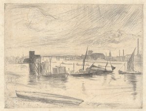Battersea Dawn (Cadogan Pier), from the Thames Set (A Series of Sixteen Etchings of Scenes on the Thames and Other Subjects)