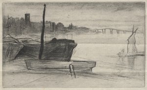 Chelsea Bridge and Church by James McNeill Whistler