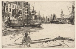 Eagle Wharf (Tyzac, Whiteley & Co.), from the Thames Set (A Series of Sixteen Etchings of Scenes on the Thames and Other Subjects) by James McNeill Whistler