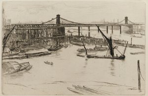 Old Hungerford Bridge by James Abbott McNeill Whistler