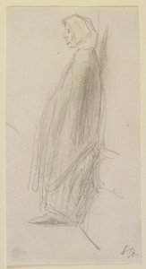 Profile Sketch of an Old Woman Standing