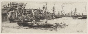 Thames Warehouse, from the Thames Set (A Series of Sixteen Etchings of Scenes on the Thames and Other Subjects) by James McNeill Whistler