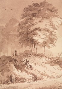 Family Walking in a Wood: Child Being Helped to Clamber up a Bank