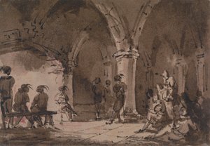 Medieval Figures in a Crypt