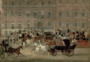 Hatchetts - The White Horse Cellar, Piccadilly, The Devonport Mail and a Barouche in the Foreground by James Pollard