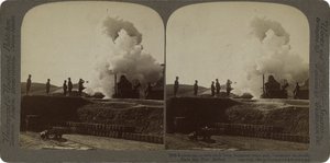 Enormous 11-inch shell from Japanese siege gun beginning its deadly flight into Port Arthur by James Ricalton