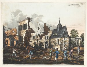 Chateau of Hougoumont: A View of the Interior Reduced to a Heap of Ruins by James Rouse