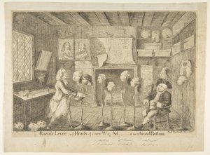 Razors Levée, or Ye Heads of a New Wig Administration on a Broad Bottom, April 21, 1783 by James Sayers