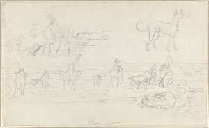 Huntsmen with Hounds and a Crouching Hare by James Seymour