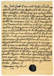 Letter from James Edward Stuart to Simon Fraser, Lord Lovat, St Germains, 3rd May 1703 by James Stuart