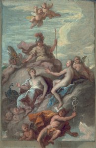 Juno, Minerva and Venus Dispatching Mercury with the Apple of Discord