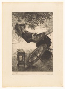Young Woman Reading in a Hammock by James Tissot