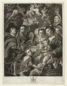 Portrait of Jacques Jordaens with His Parents, Brothers, and Sisters (series title: Paintings from The Houghton Gallery) by James Watson (prentmaker)