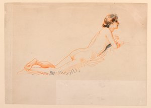 Female Nude, Resting on Grass by James Wells Champney