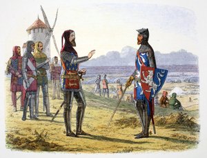 King Edward III refuses succour to his son at the Battle of Crecy, France, 1346, 1864