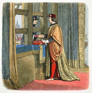 Meeting of Edward IV of England and Louis XI of France at Picquigny, France, 1475
