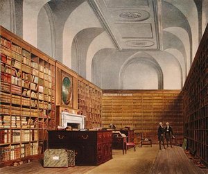 The Kings Library, Buckingham House, from The History of the Royal Residences, engraved by James Baily, by William Henry Pyne, 1819 by James after Stephanoff