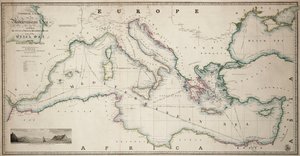 General Chart of the Mediterranean Sea Including the Gulf of Venice, Archipelago and Part of the Black Sea with the Steampacket Routes