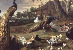 Peacock and other Birds in a Landscape by Jan Victors