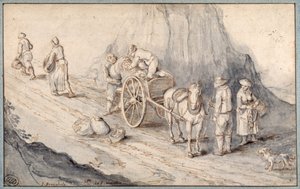 Peasants Loading a One-Horse Cart with Root Vegetables by Jan (follower of) Brueghel
