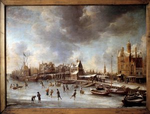 Winter Landscape: Skaters on a Frozen Lake
