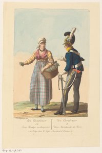 Cavalry Soldier and a Radish Seller by Jan Anthonie Langendijk Dzn