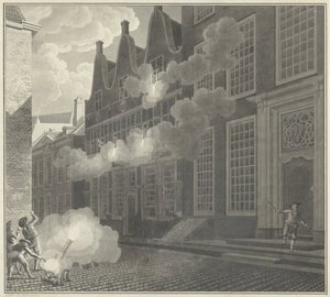 Bombardment of the House of Lucas van Steveninck, 1787 by Jan Arends (signed by artist)