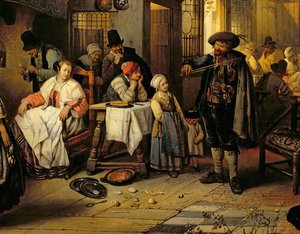 Interior of a Tavern with a Blind Fiddler (detail) by Jan August Hendrik Leys