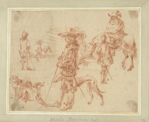 Sheet of Studies with Hunters, Horses and Dogs