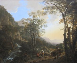 An Italianate Landscape with Travelers on a Path
