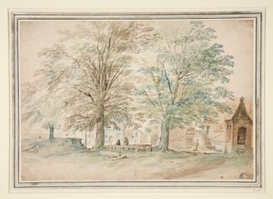 Village Meeting Place Under Two Old Trees by Jan Brueghel the Elder