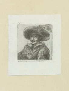 Man with Round Hat with Feather (The Compleat Work of Etchings by John Chalon) by Jan Chalon