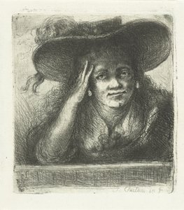Woman with Large Round Hat