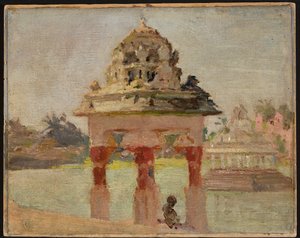 Madras - Temple with Sacred Lake. From a Journey to India