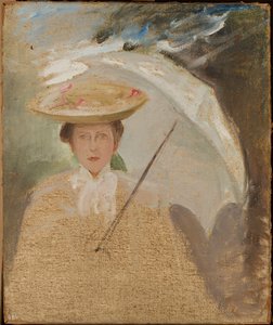 Portrait of a Lady with Parasol, Sketch by Jan Ciągliński