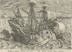 Determining Longitude Using a Compass by Jan Collaert (II) (attributed to)