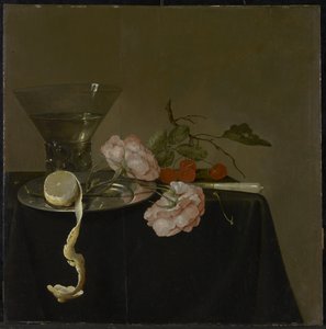 Still Life with Drinking Glass, Fruit and Roses by Jan Davidsz de Heem