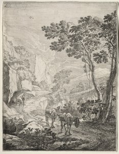 The Two Mules. Rocca Aquatico Near Ancona by Jan Dirksz Both