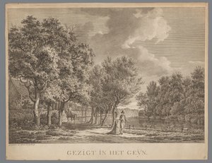 Landscape with a Couple Walking Along the Bank of the Gein by Jan Evert Grave