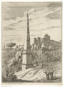 Italianate Landscape with Obelisk and View of a City by Jan Frans van Bloemen