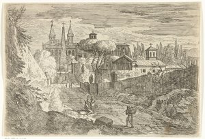 Italianate Landscape with Travelers by City Walls