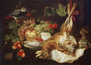 Hare, Fruit, and Parrot by Jan Fyt