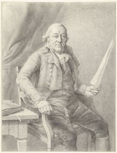 Portrait of Reinier Vinkeles I, Sitting in a Chair with a Sheet of Paper in Hand by Jan Gerard Waldorp