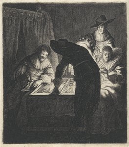 Tric-trac Players by Candlelight by Jan Gillisz. van Vliet