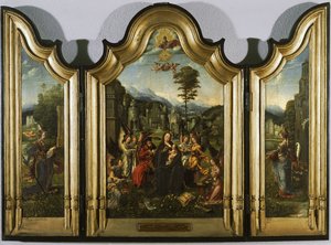 The Holy Family with Saint Catherine and Saint Barbara Triptych, c. 1505