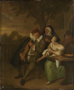 Man with a Fiddle in Bad Company by Jan Havicksz. Steen (copy after)